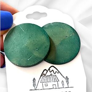 Vintage wood earrings green circle